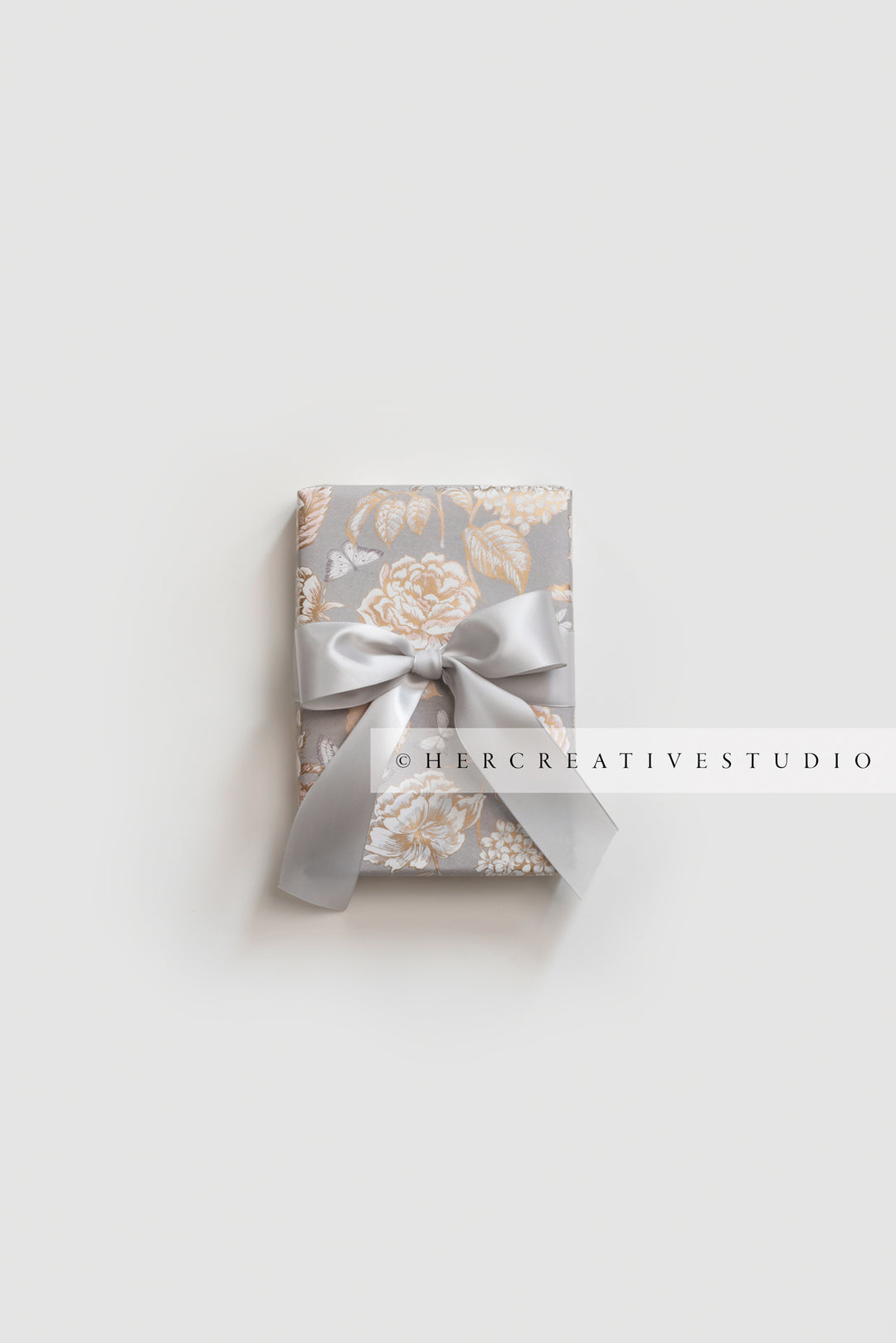 Grey Gift with Grey Ribbon, Stock Image