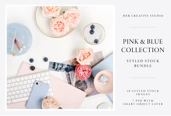 Pink and Blue Collection, Styled Stock Bundle.