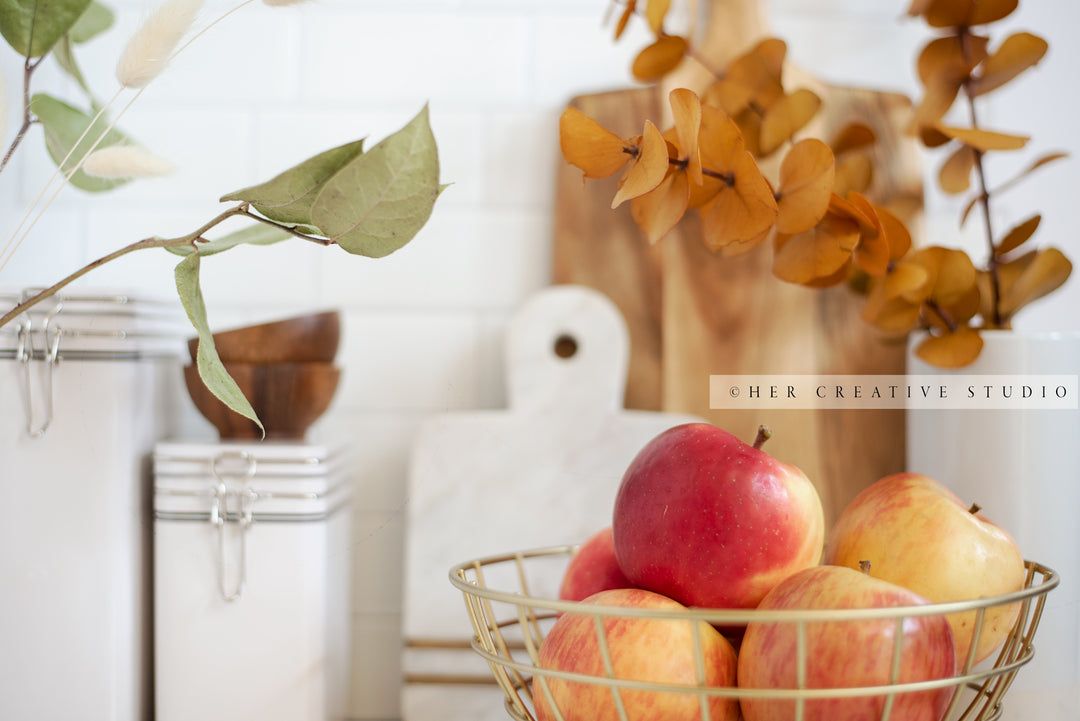 Apples in Fall Kitchen. Digital Stock Image.