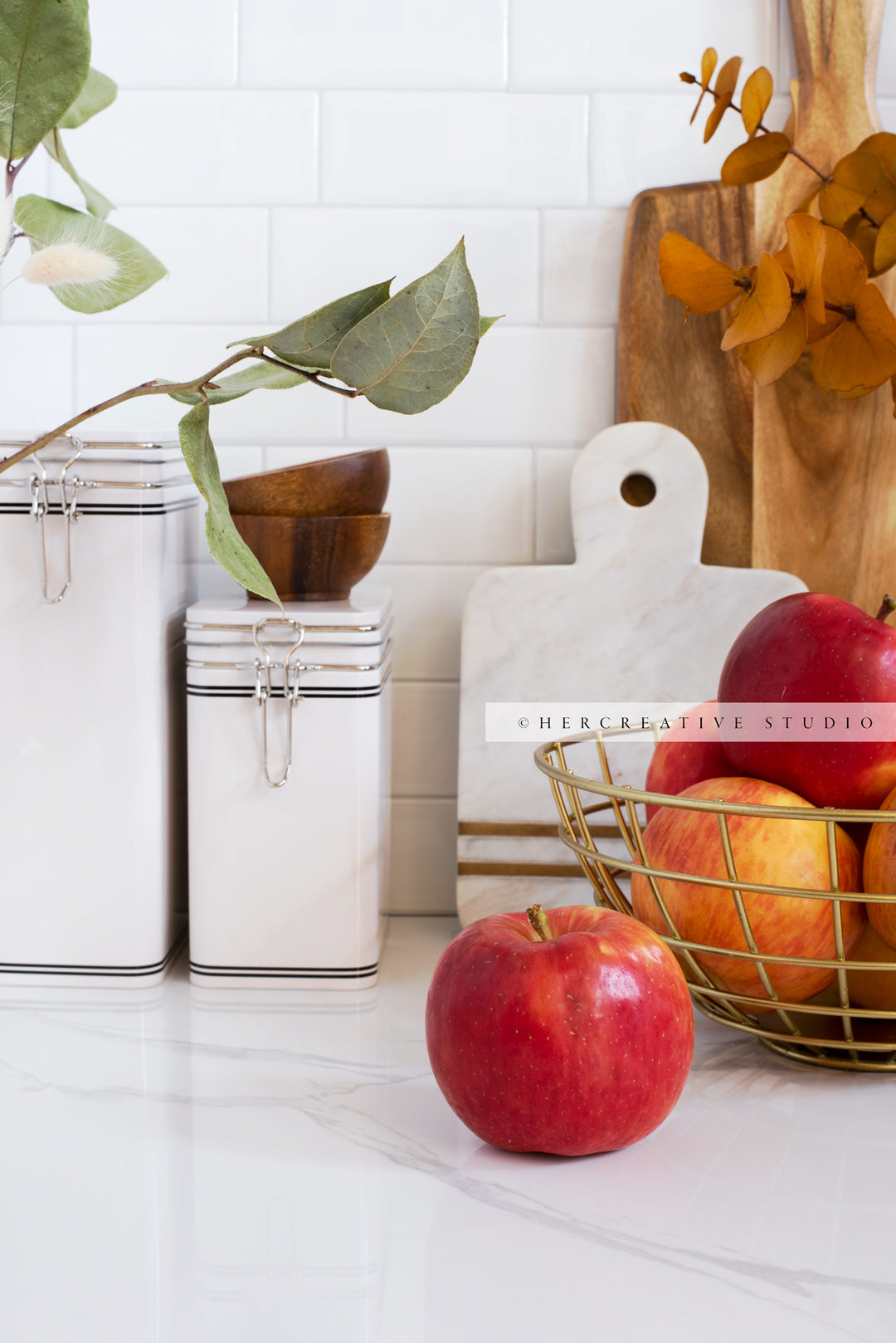Apples in Fall Kitchen. Digital Stock Image.