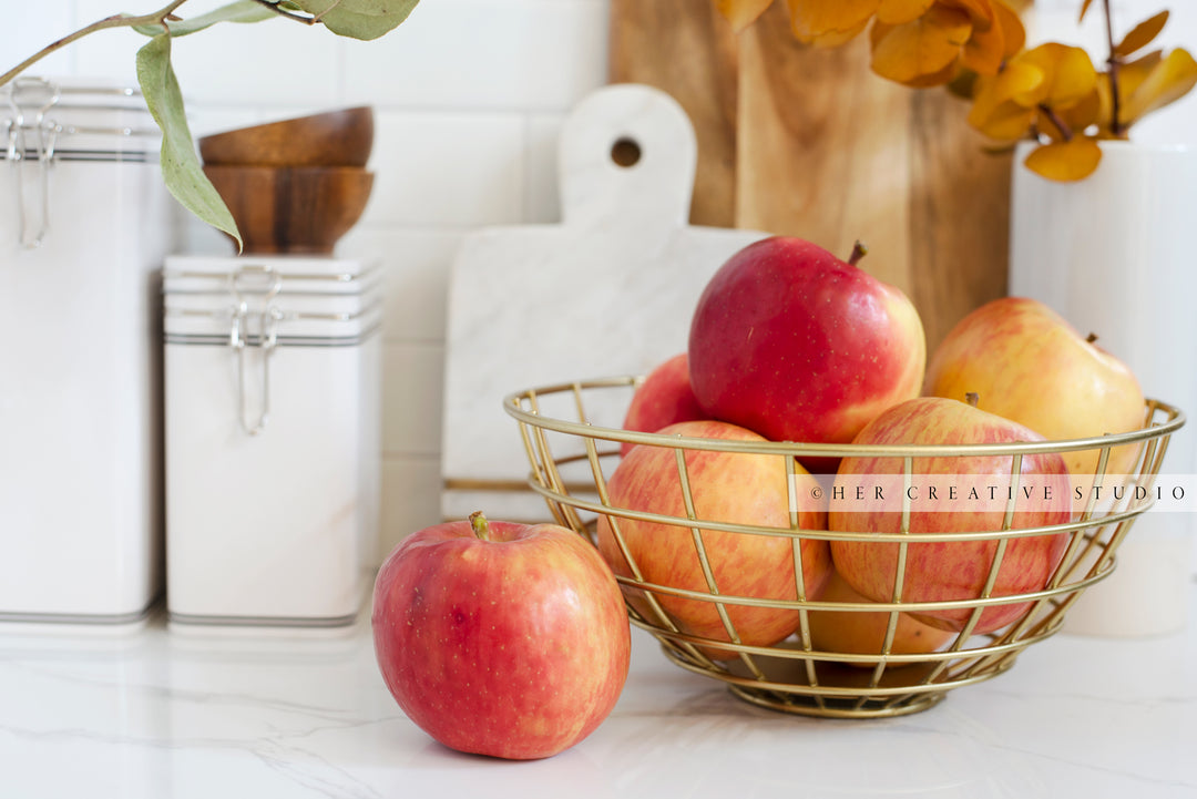 Apples in Fall Kitchen 2. Digital Stock Image.