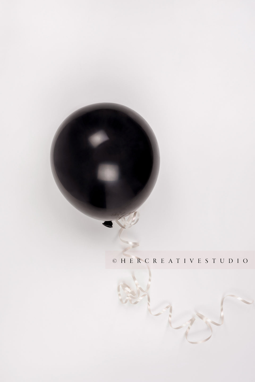 Black Balloons with White Ribbon, Styled Stock Image