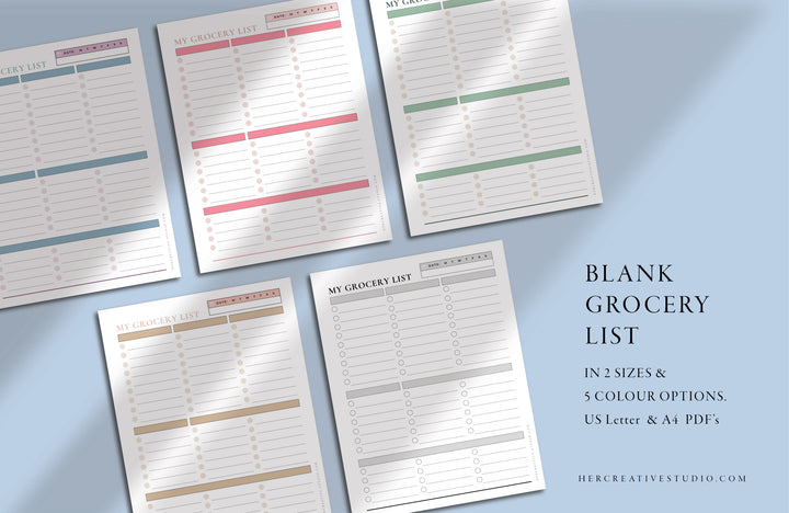 Blank Grocery List Printable