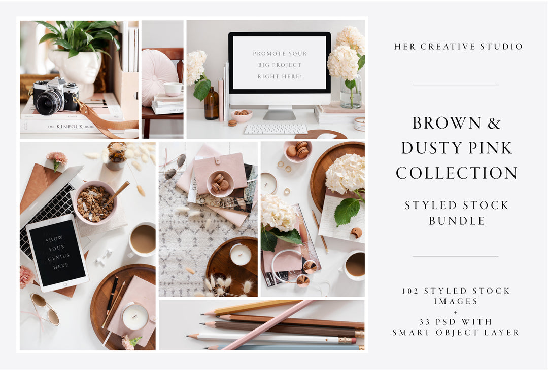 Brown & Dusty Pink Collection, Styled Stock Bundle.