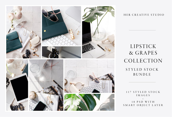 Lipstick & Grapes Collection. Stock Image Bundle.