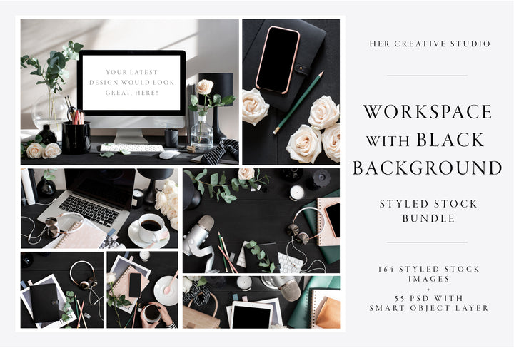 Workspace on Black Background Collection