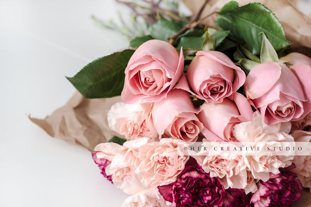 Pink Roses & Carnations, Styled Image