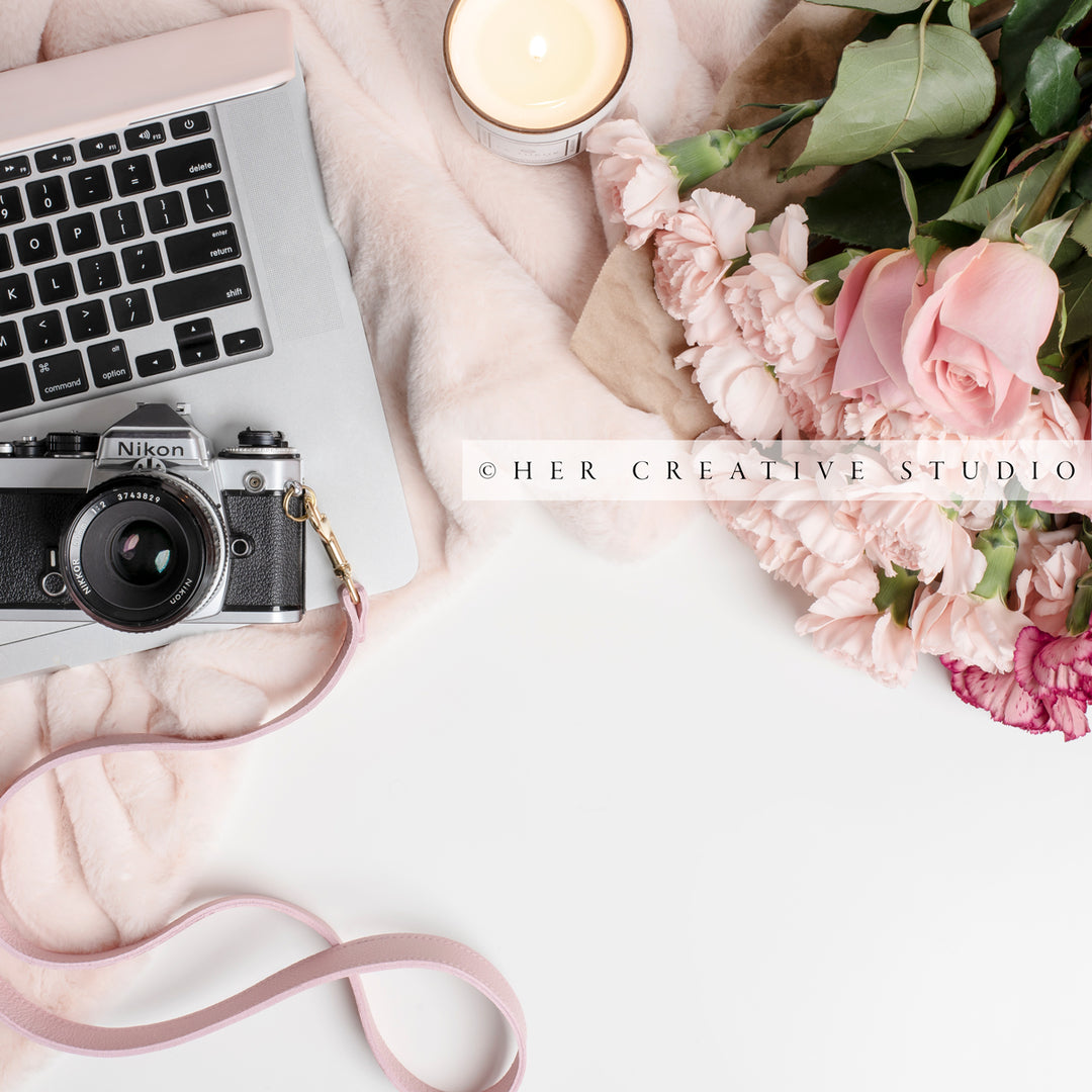 Camera, Laptop & Roses, Styled Image