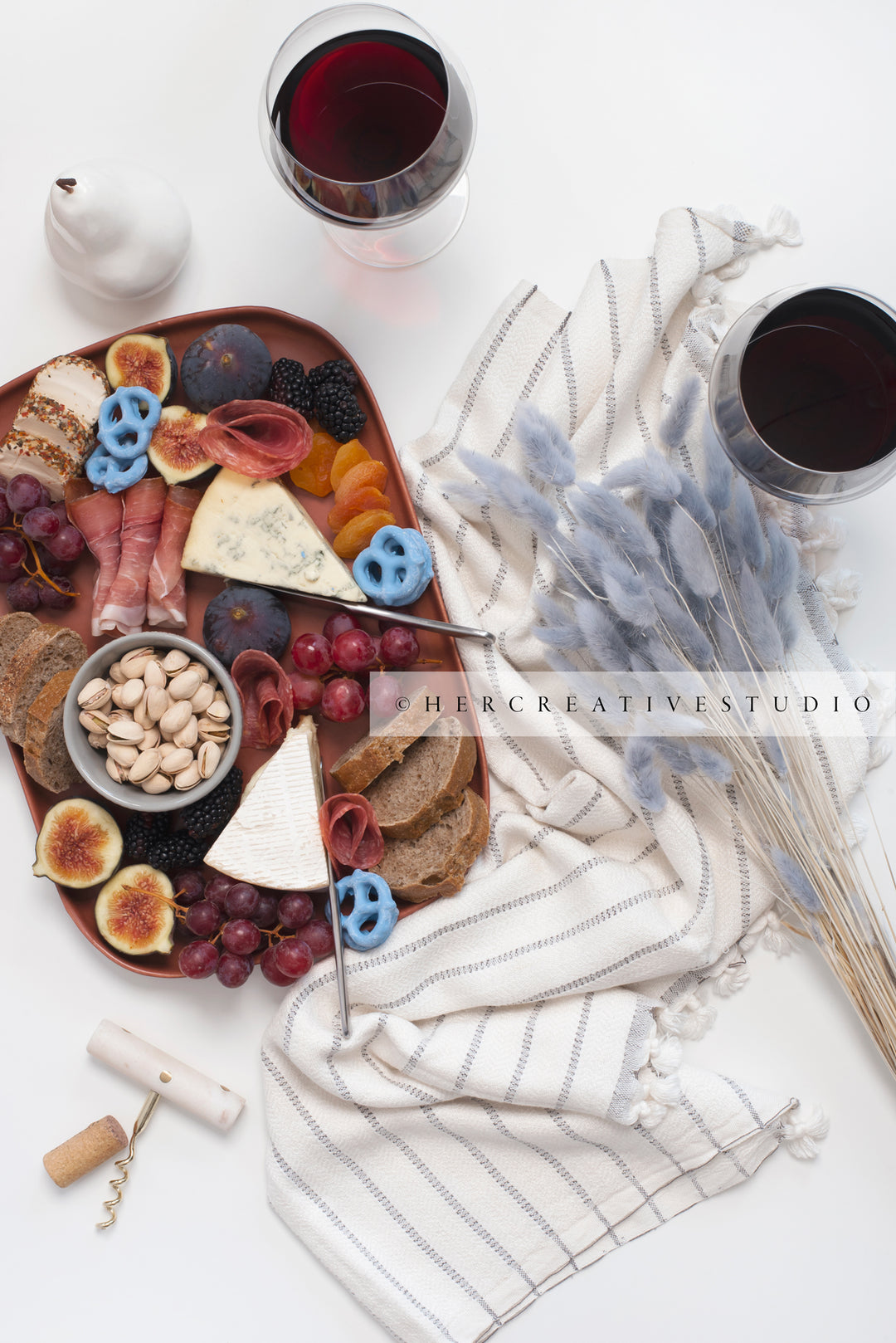Cheese Plate & Red Wine, Styled Image