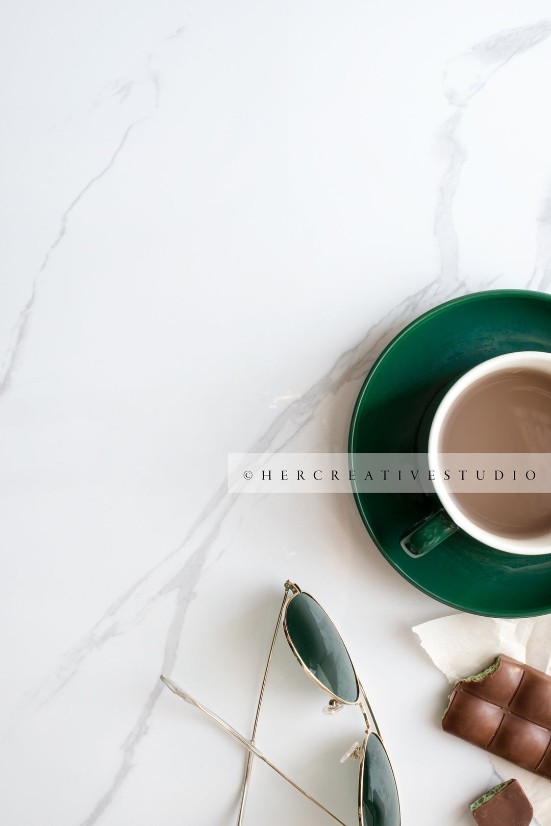 Coffee, Sunglasses & Chocolate. Styled Stock Image