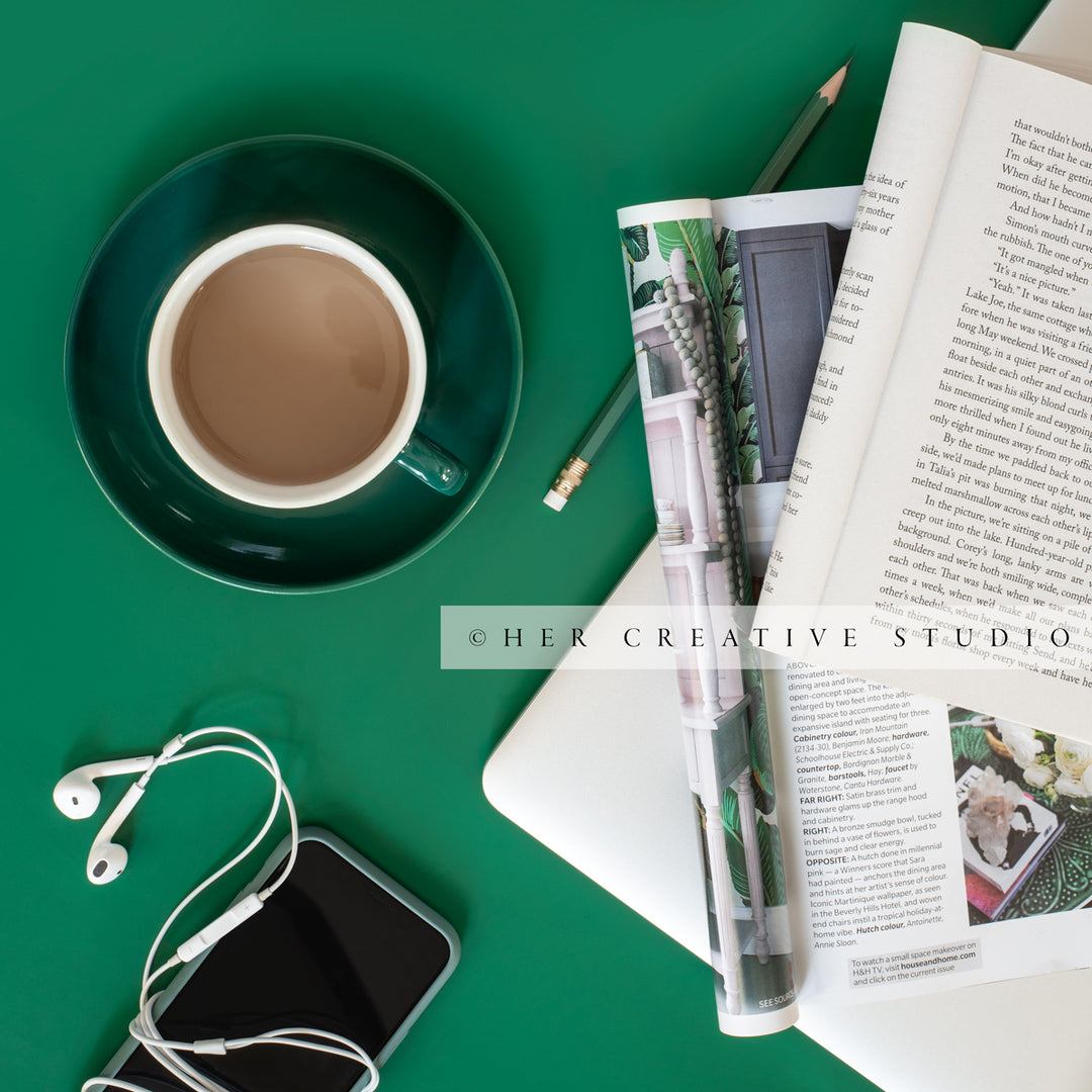 Coffee, Smartphone & Book, Styled Stock Image