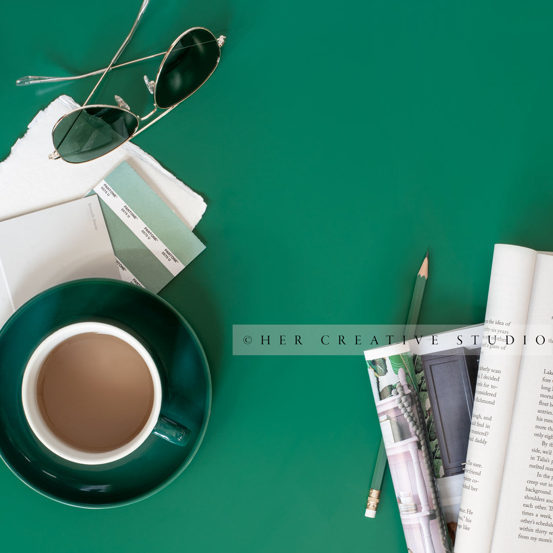 Coffee & Sunglasses, Styled Stock Image