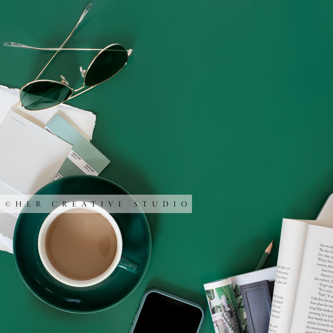 Coffee & Sunglasses, Styled Stock Image