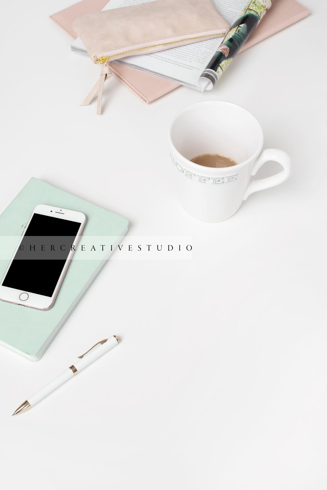 Smartphone, Coffee & Notebook