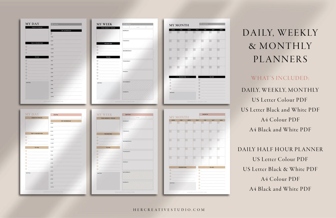 Daily, Weekly, Monthly Planner