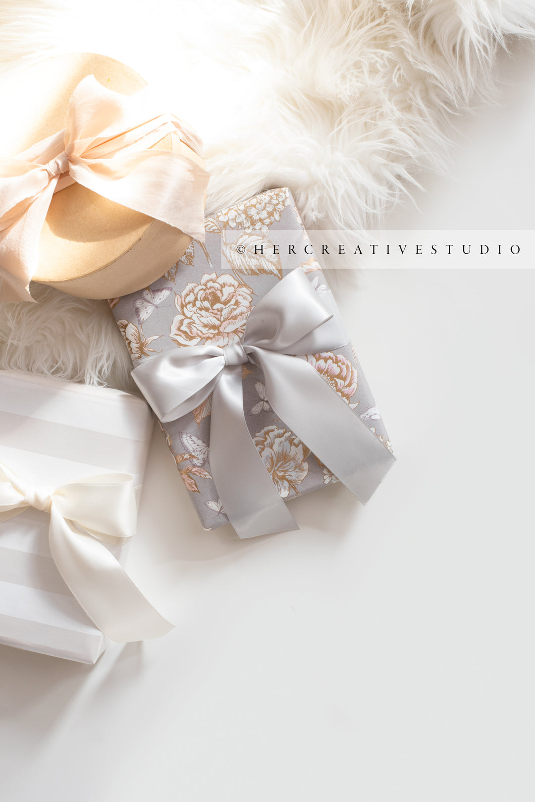 Gifts with Ribbon in Sunlight, Stock Image