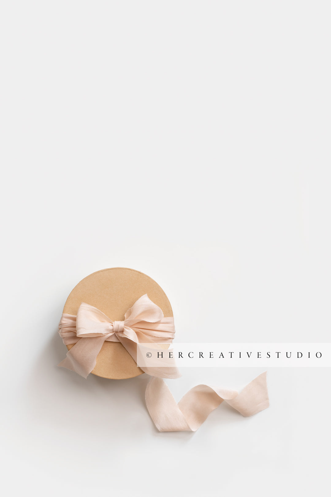 Kraft Paper Gift with Pink Silk Ribbon, Stock Image