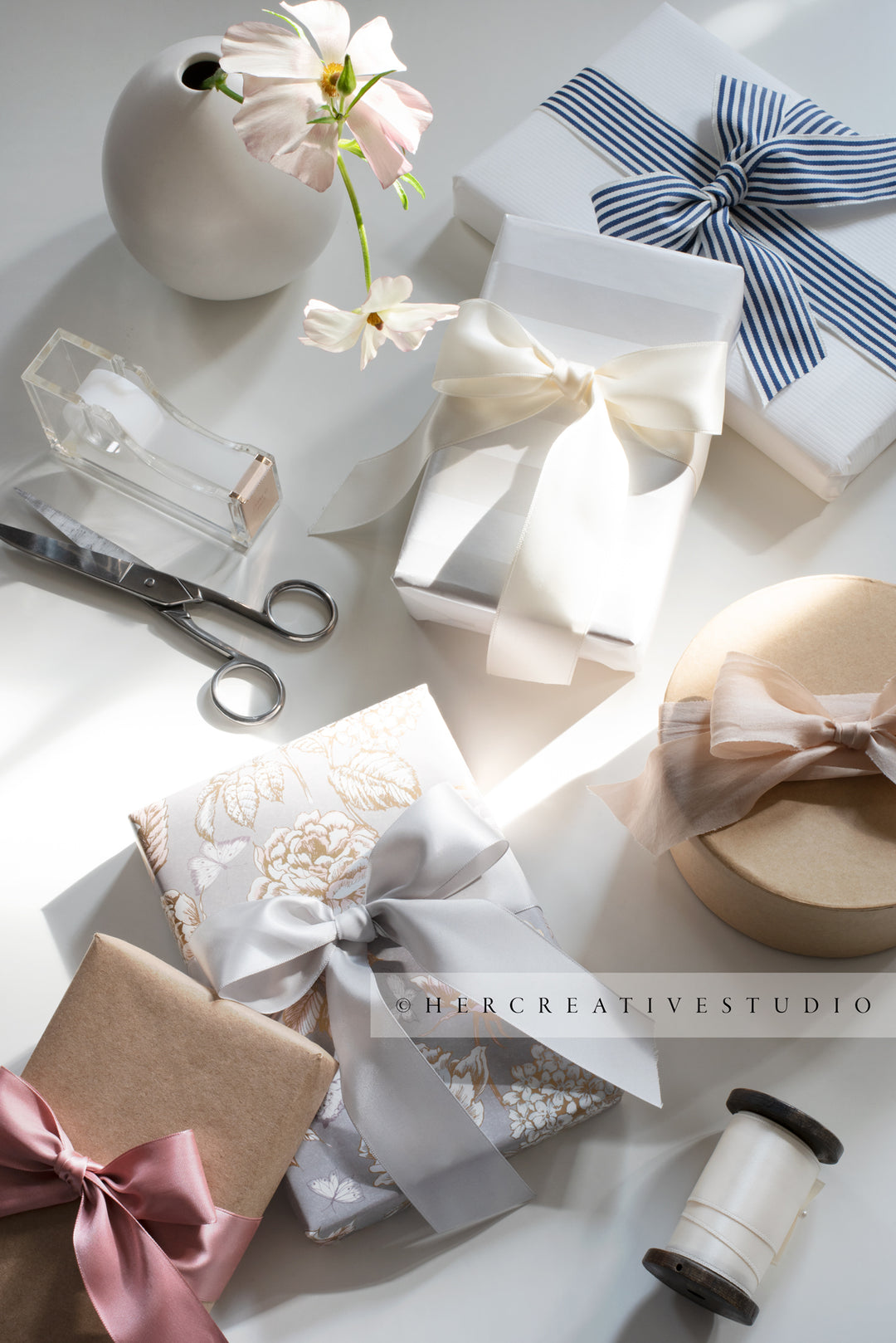 Gifts with Ribbon in Sunlight. Stock Image