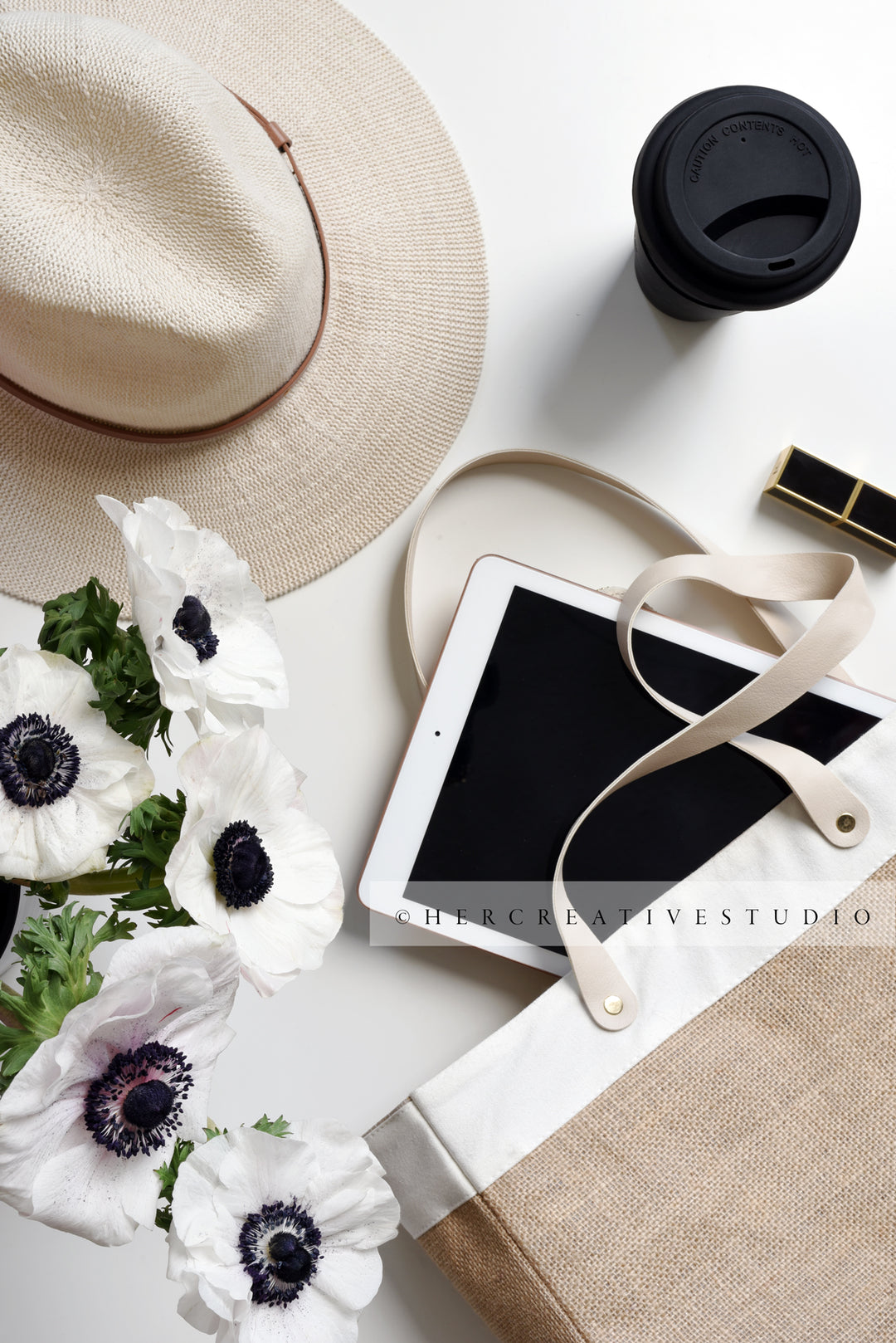 Panama Hat, Coffee, Tote & Tablet