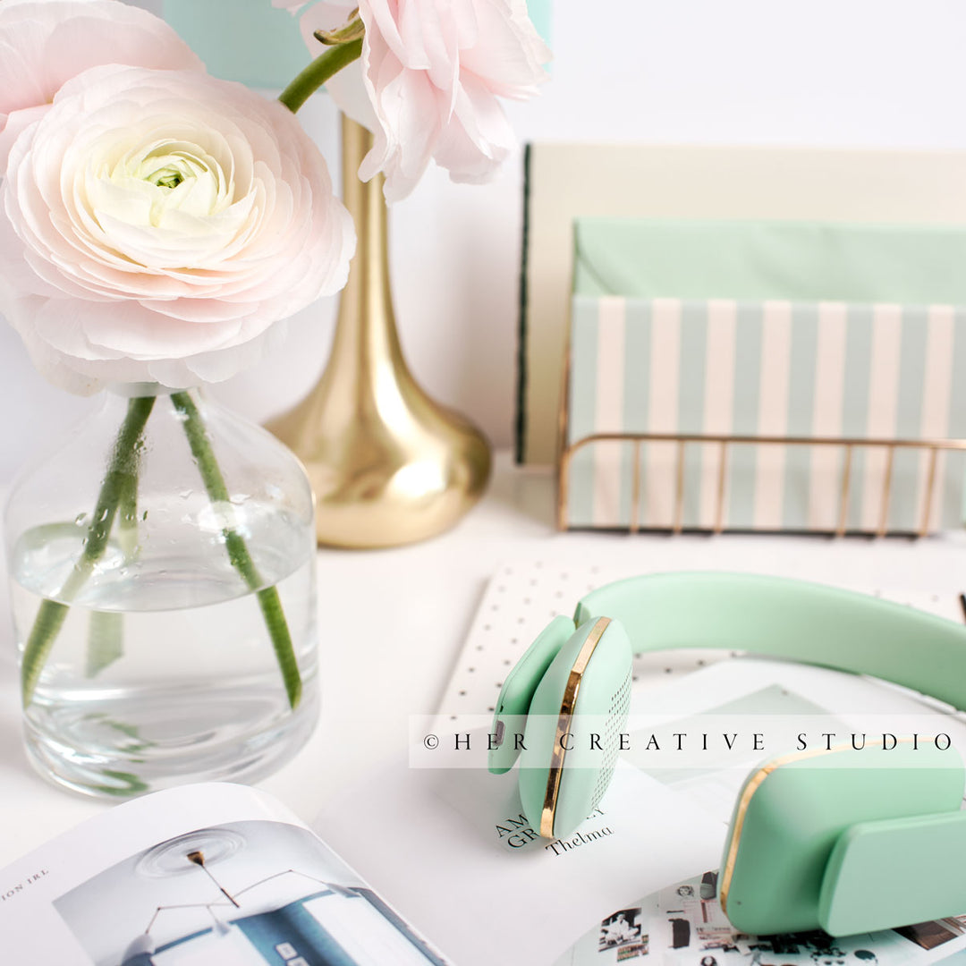 Mint Green and Pink Desk Accessories 2