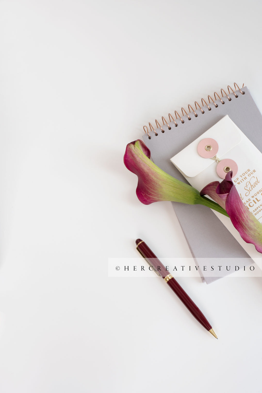 Calla Lilly, Notebook on White Background
