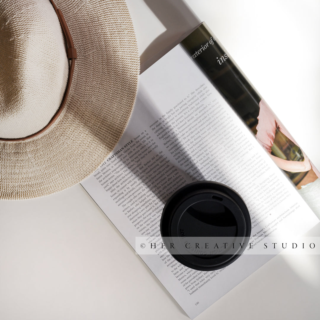 Panama Hat & Coffee in Sunlight, Styled Image
