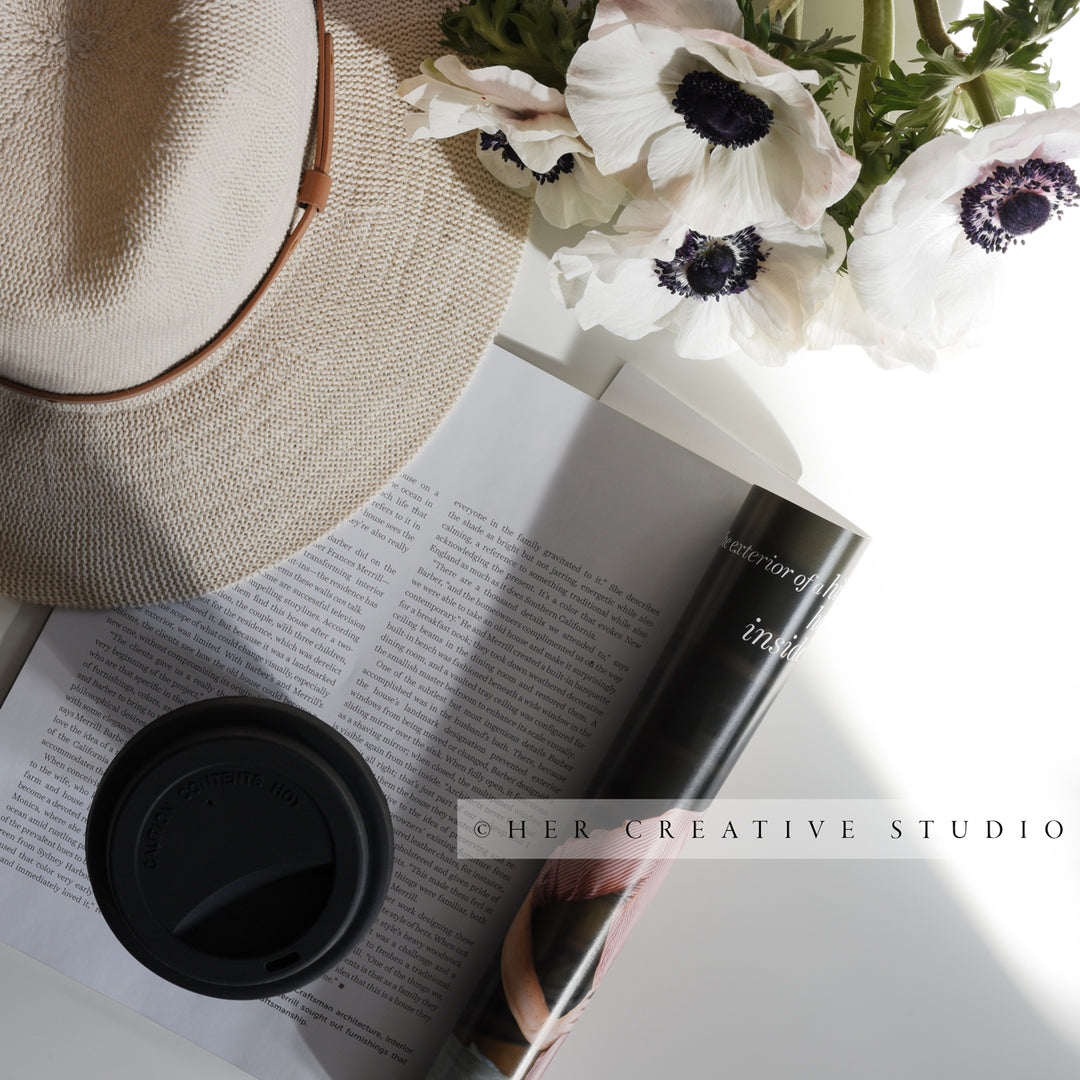 Panama Hat & Magazine in Sunlight, Styled Image