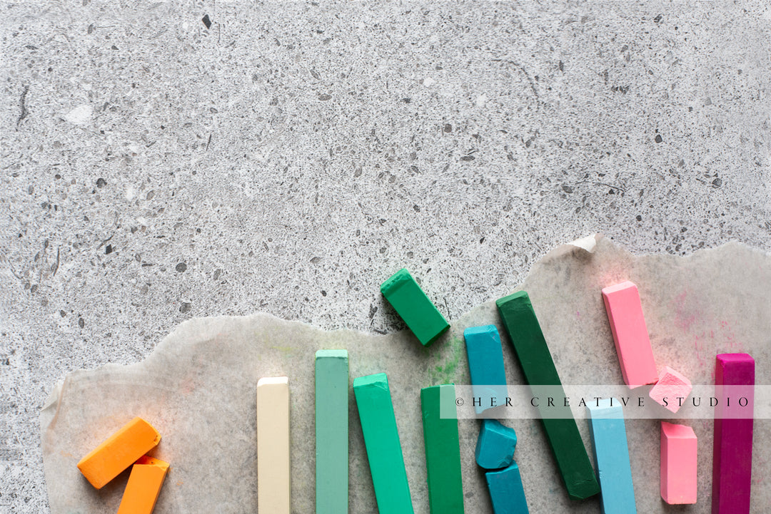 Pastels on Granite Background. Digital Stock Image