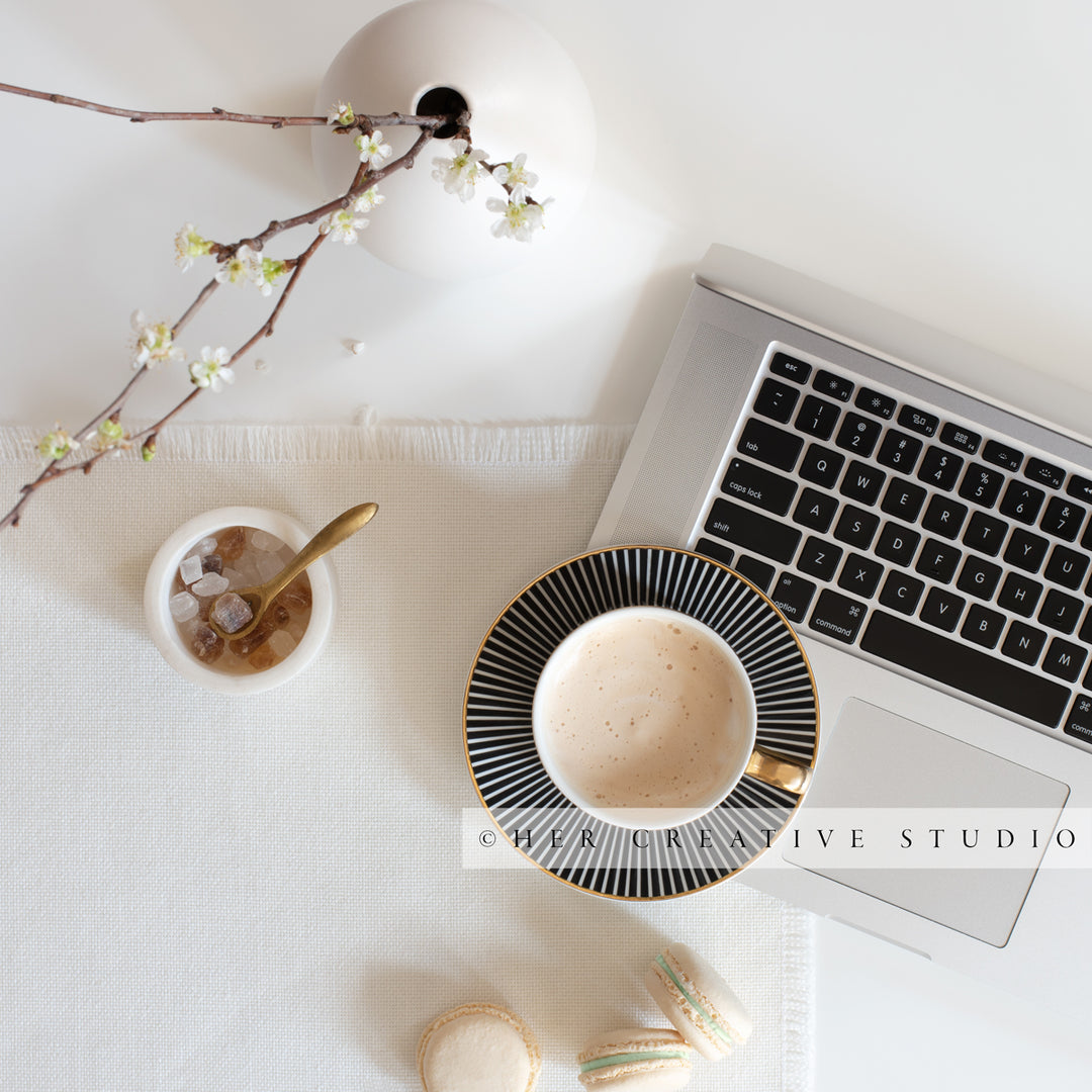 Coffee on a Laptop with a Budding Stem, Styled Image