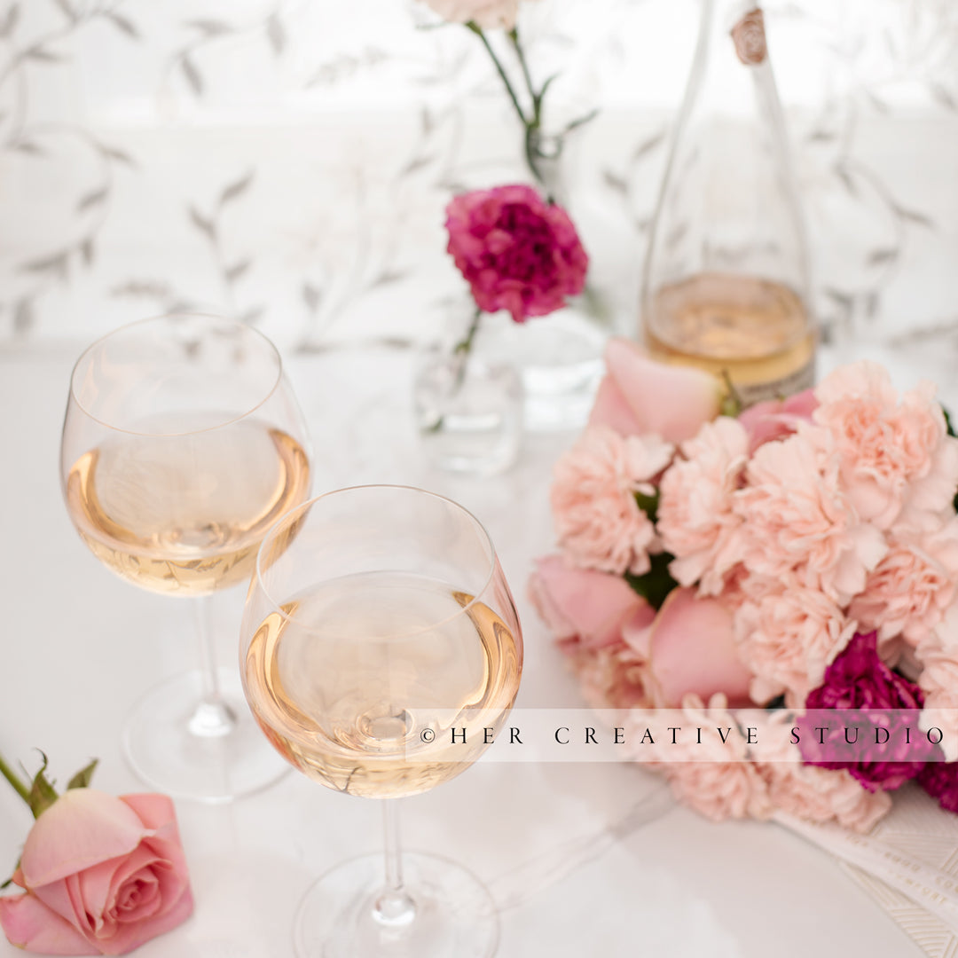 Glasses of Wine & Carnations, Styled Image