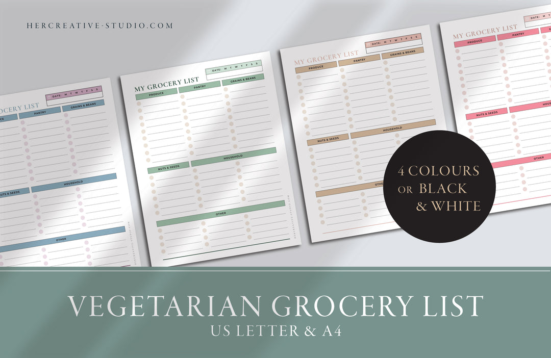 Vegetarian Grocery List Printable