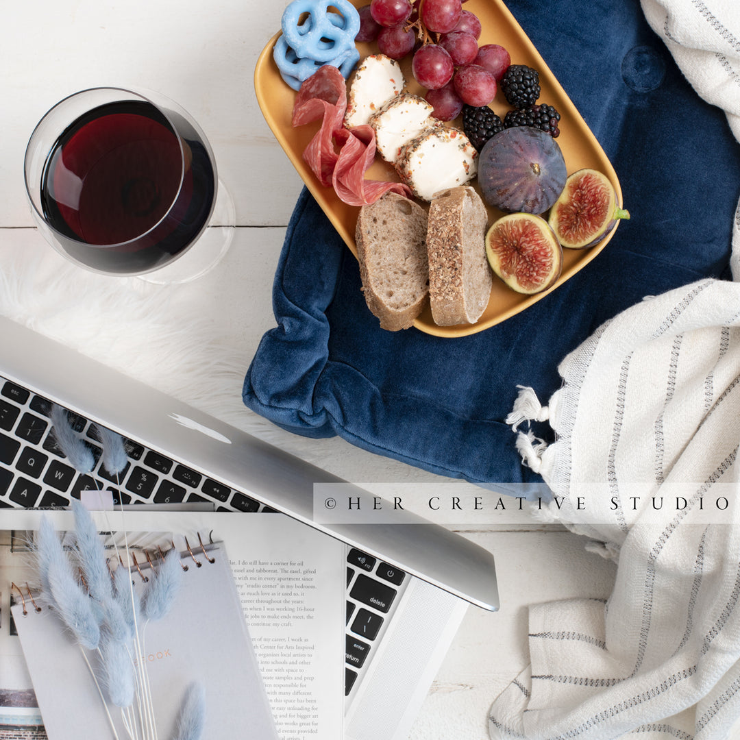 Cheese Plate, Bunny Tails & Red Wine Styled Image